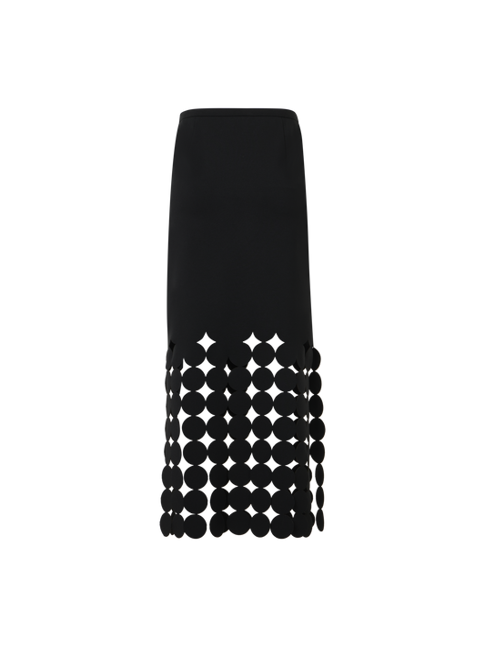 Designer Jersey-Midirock mit fallendem Punktausschnitt und Cut-out - Schwarz