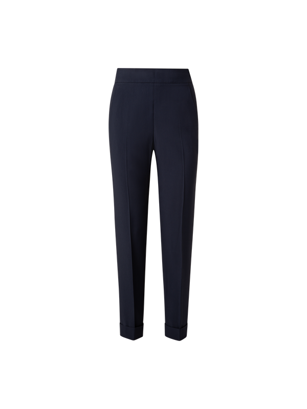 Designer Tapered Hose aus Crêpe - Dunkelblau - Blau