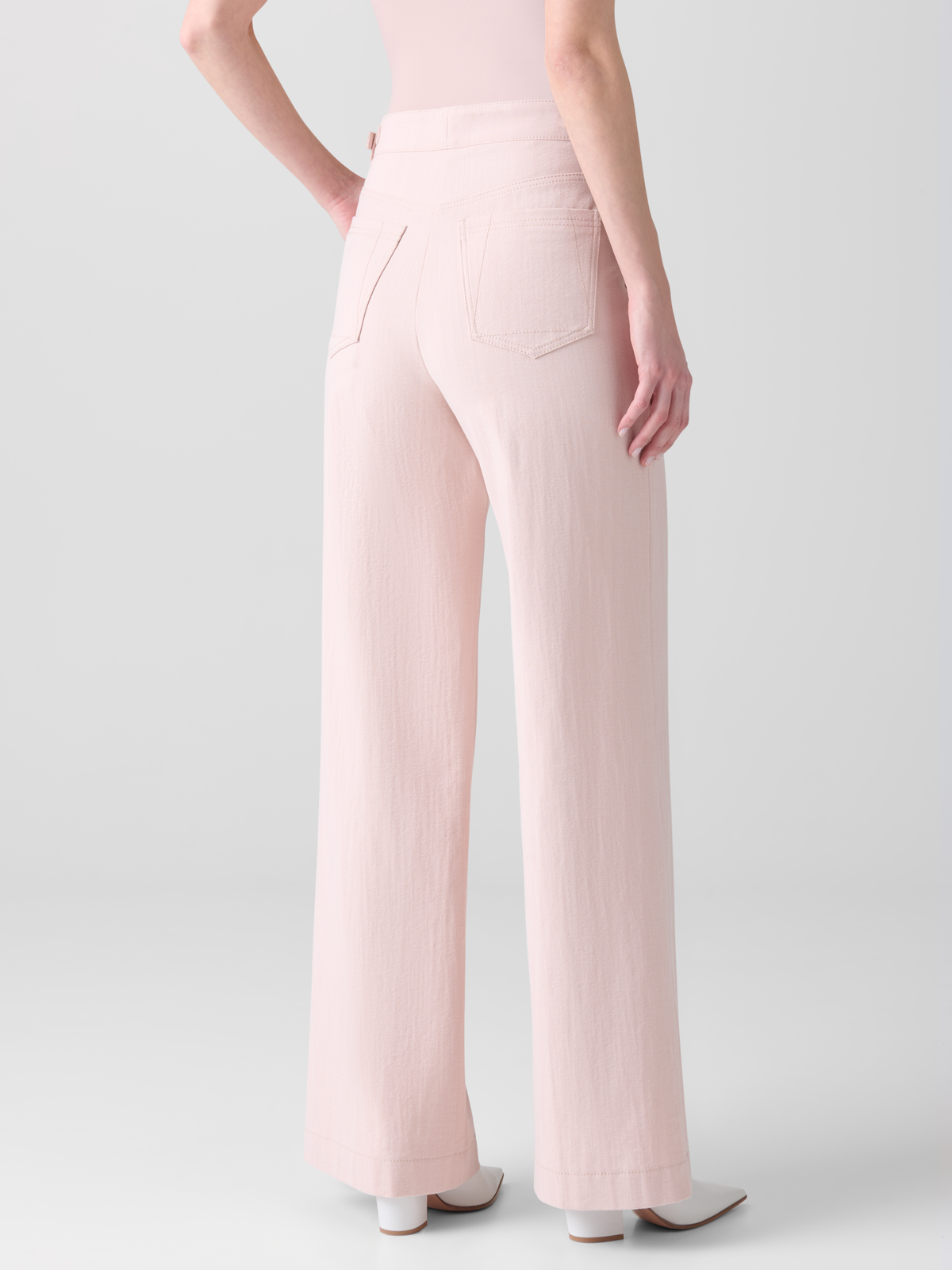 Designer Weite Hose aus Baumwoll-Denim-Stretch - Rosa #editorial