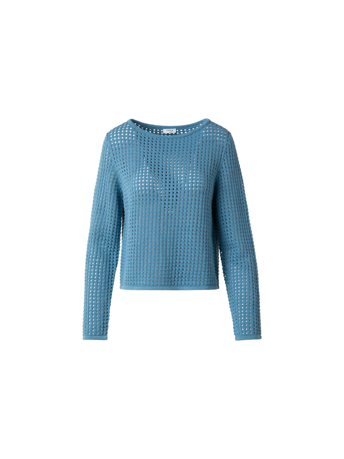 Designer Strickpullover aus grobem Baumwollmesh - Blau