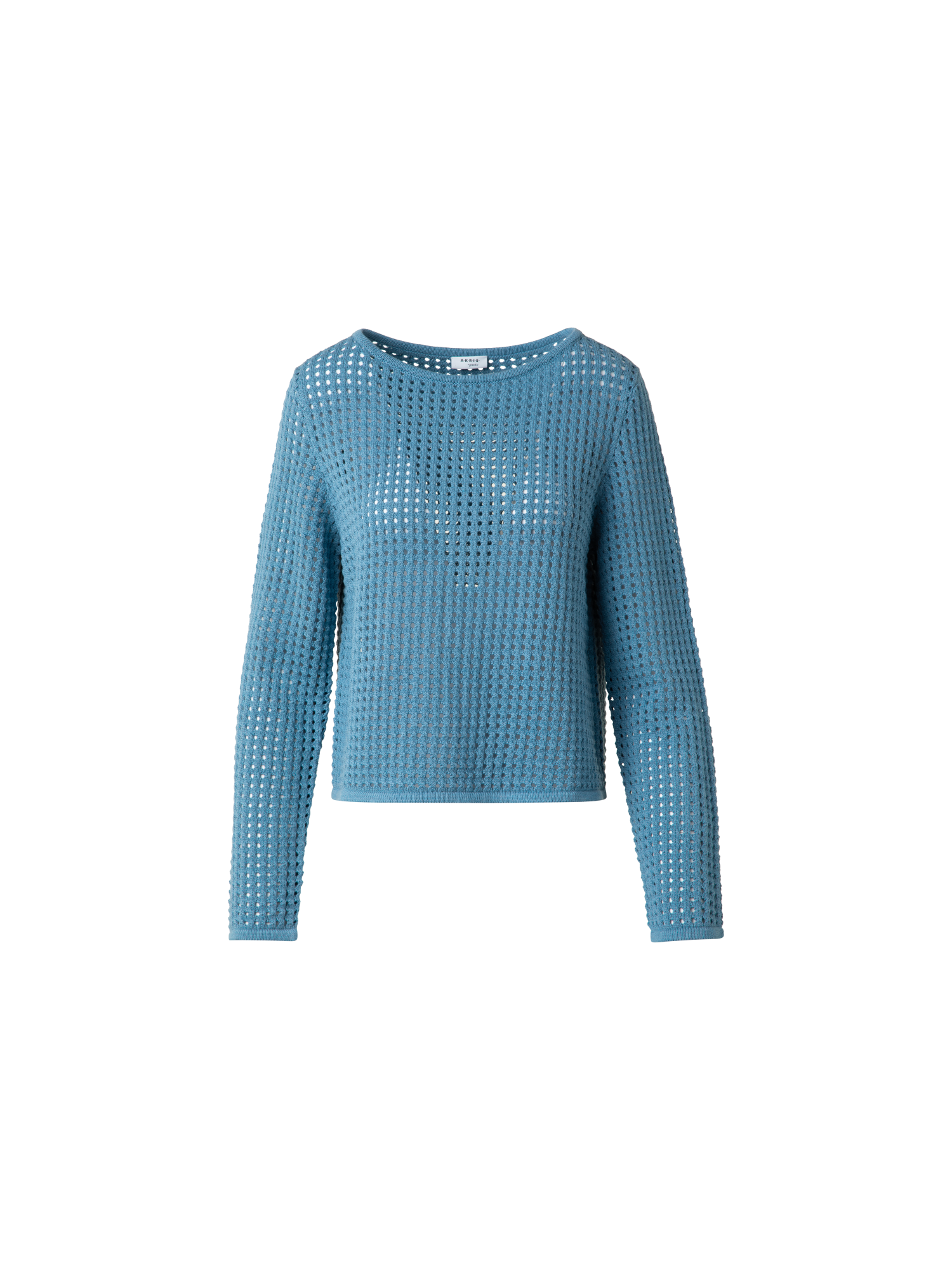 Designer Strickpullover aus grobem Baumwollmesh - Blau