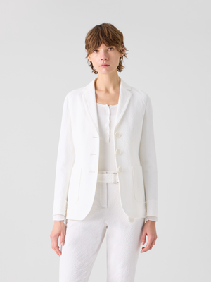 Designer Lässige Jacke aus Baumwoll-Stretch-Seersucker - Weiss #editorial