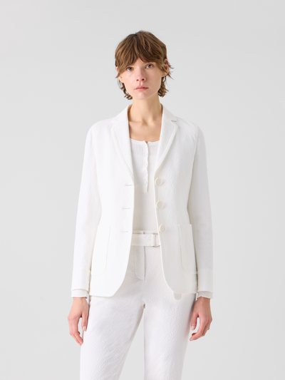 Designer Lässige Jacke aus Baumwoll-Stretch-Seersucker - Weiss #editorial