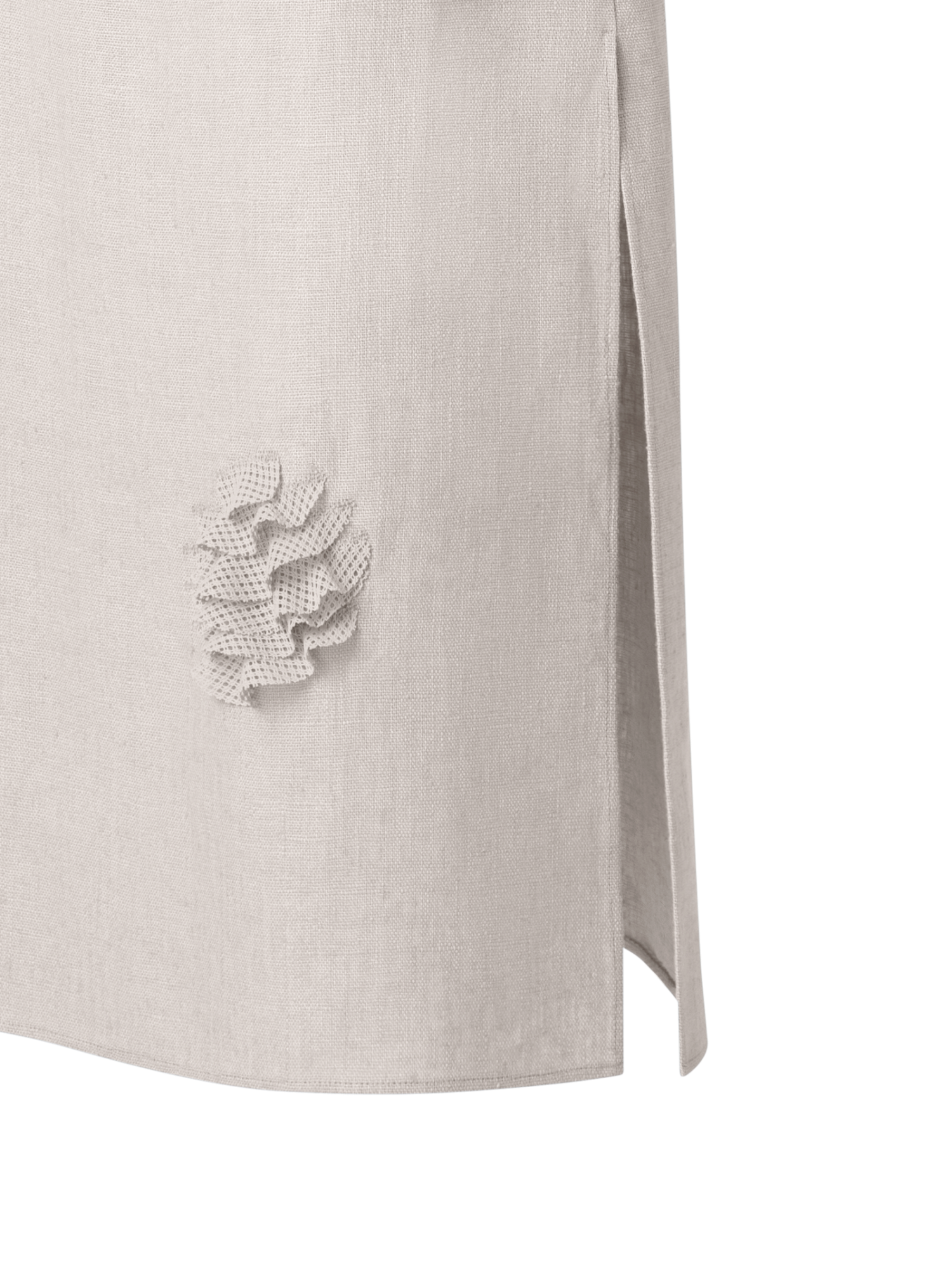 Designer Midi-Leinen-Kleid mit 3D Carnation-Applikation - Beige