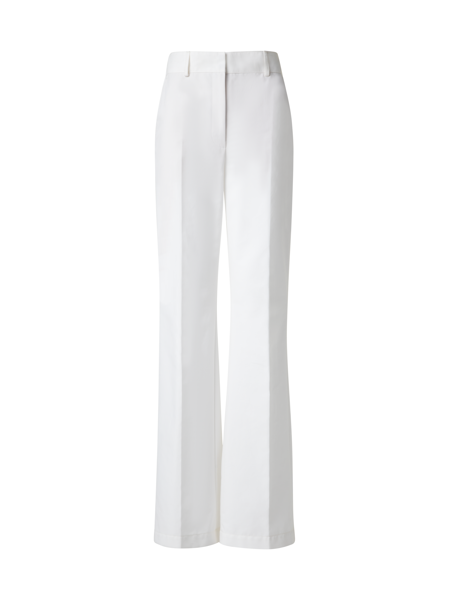 Designer Weite Gerade Hose aus Baumwoll-Stretch - Ecru - Weiss