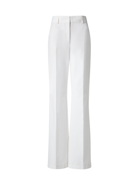 Designer Weite Gerade Hose aus Baumwoll-Stretch - Ecru - Weiss