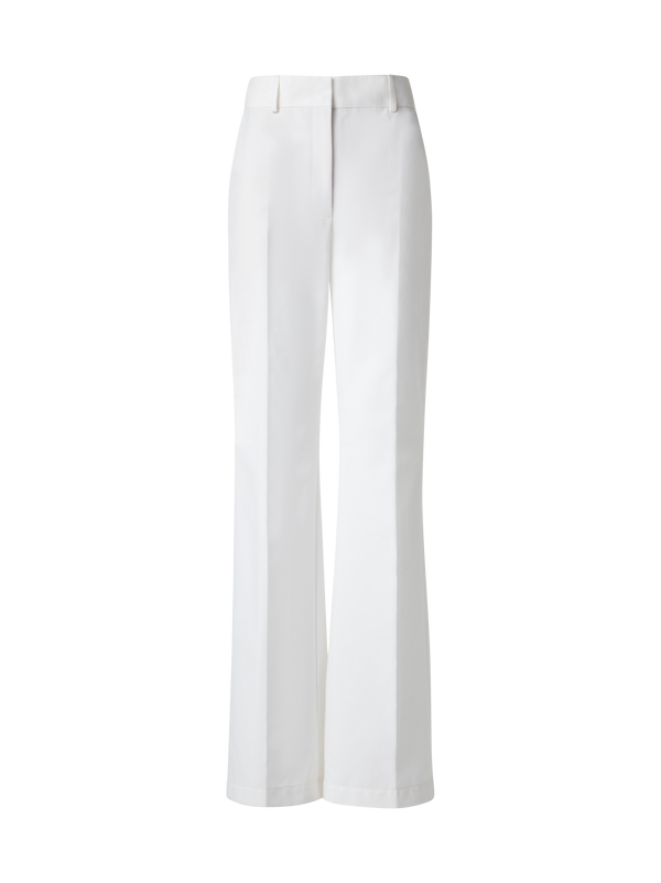 Designer Weite Gerade Hose aus Baumwoll-Stretch - Ecru - Weiss