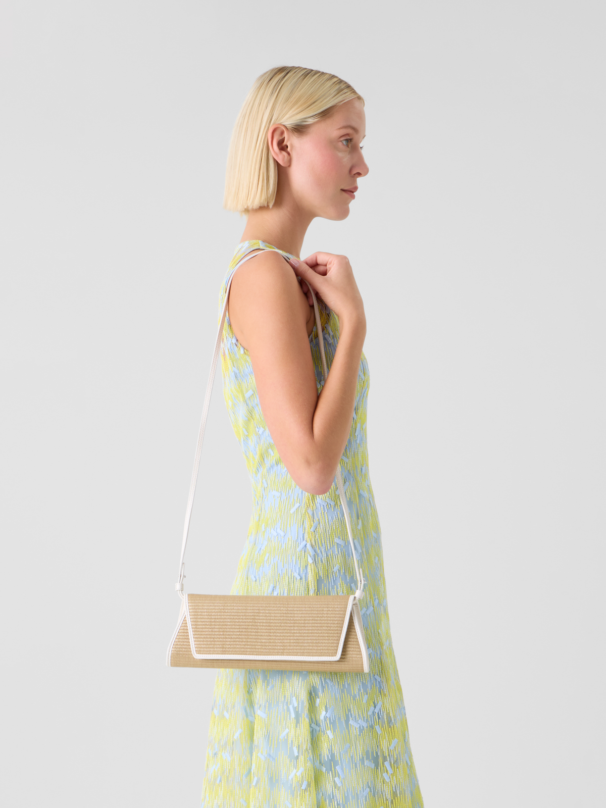 Designer Anouk Small Trapezoid Clutch - Beige