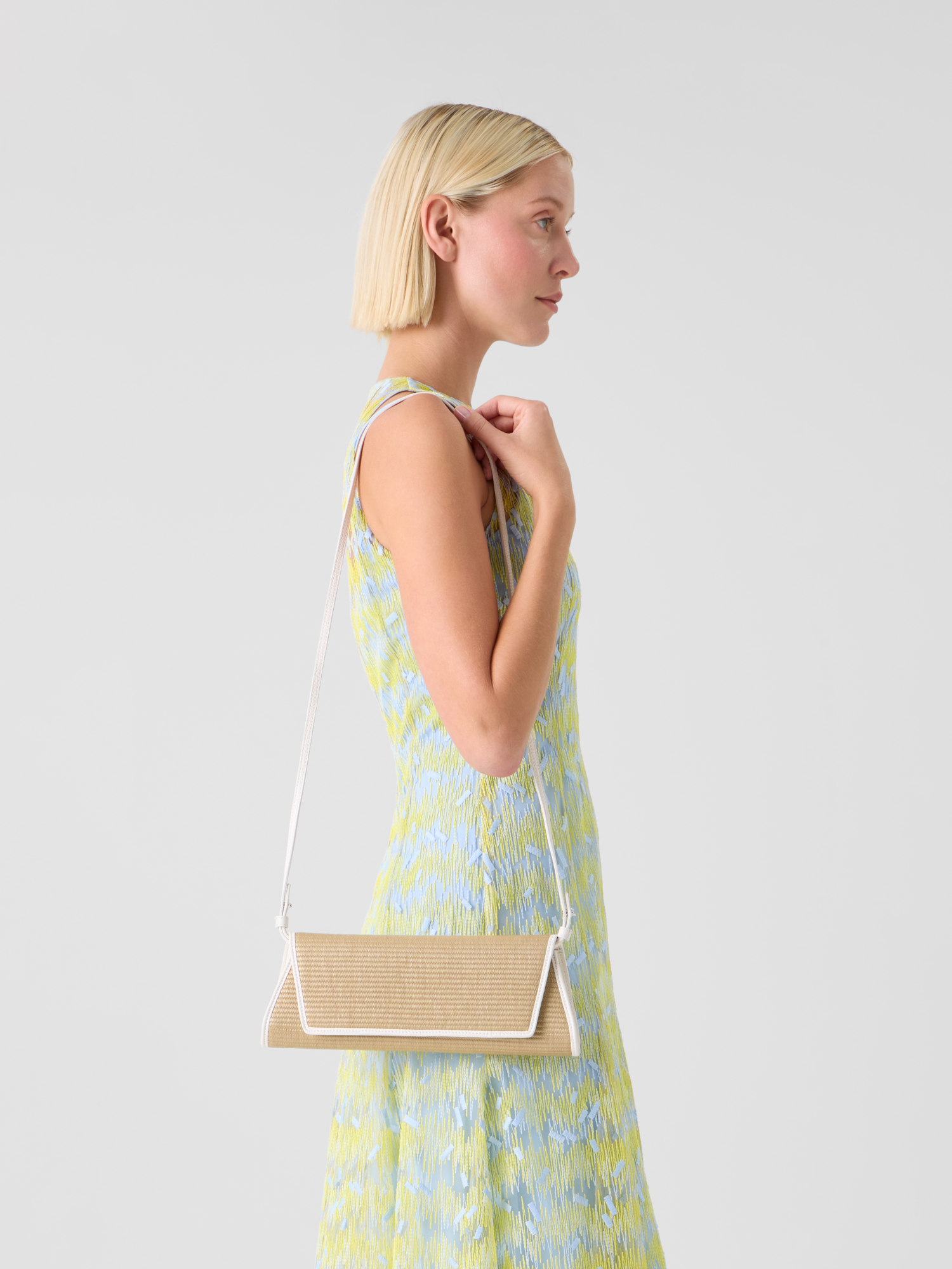 Designer Anouk Small Trapezoid Clutch - Beige