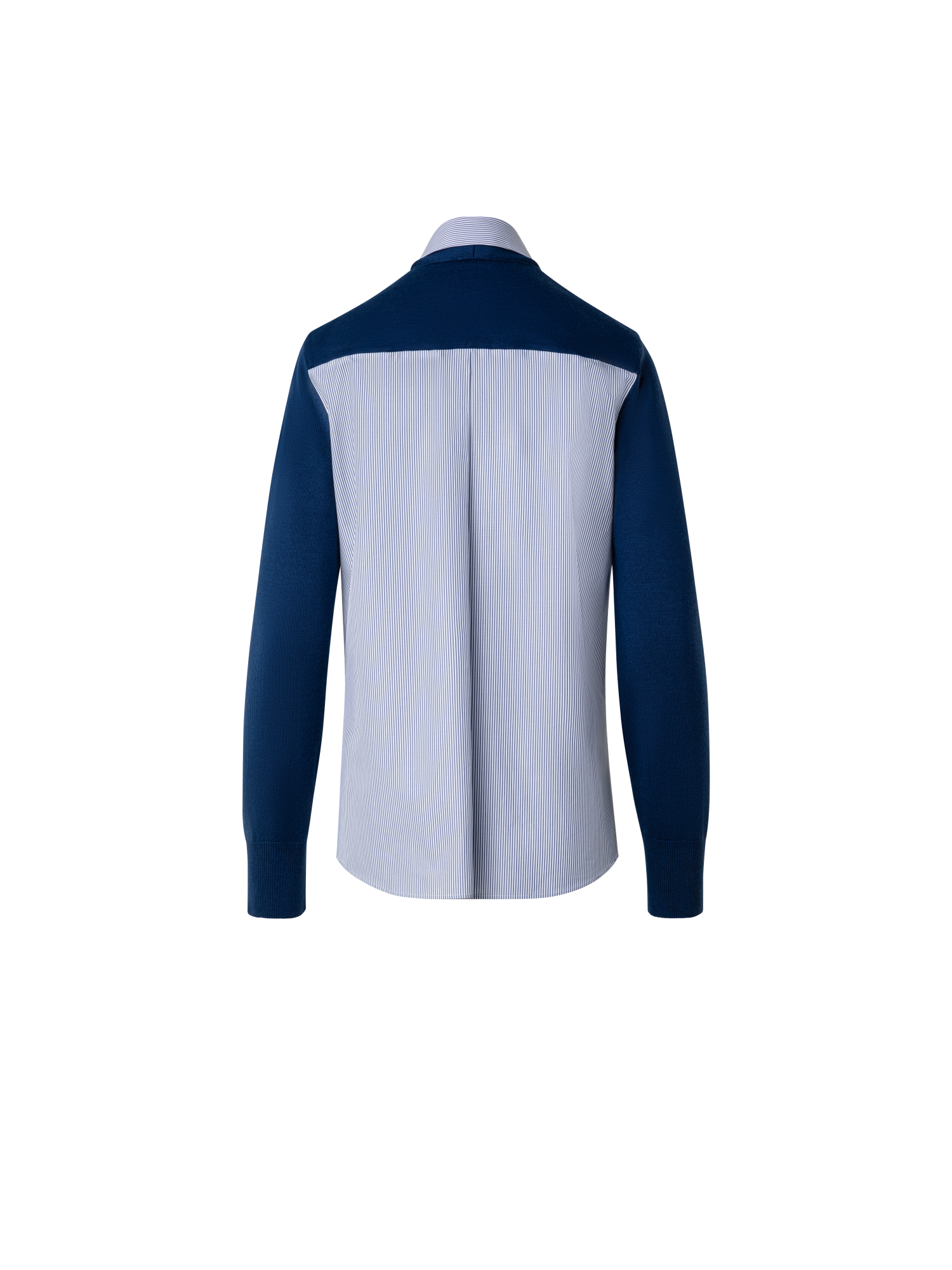 Designer Strickjacke und Bluse im Trompe-L'Oeil-Stil - Dunkelblau - Blau - Bunt