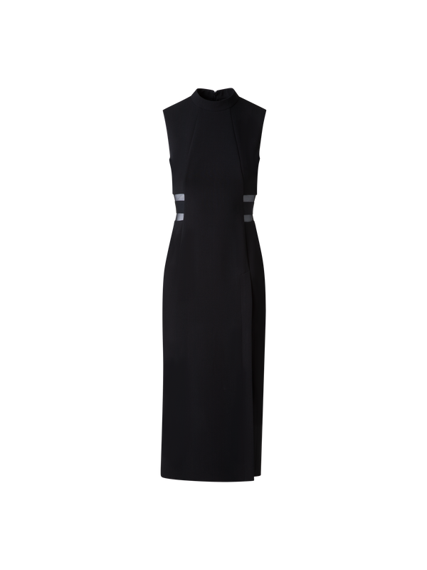 Designer Etuikleid mit Tüll-Tailleneinsatz - Schwarz