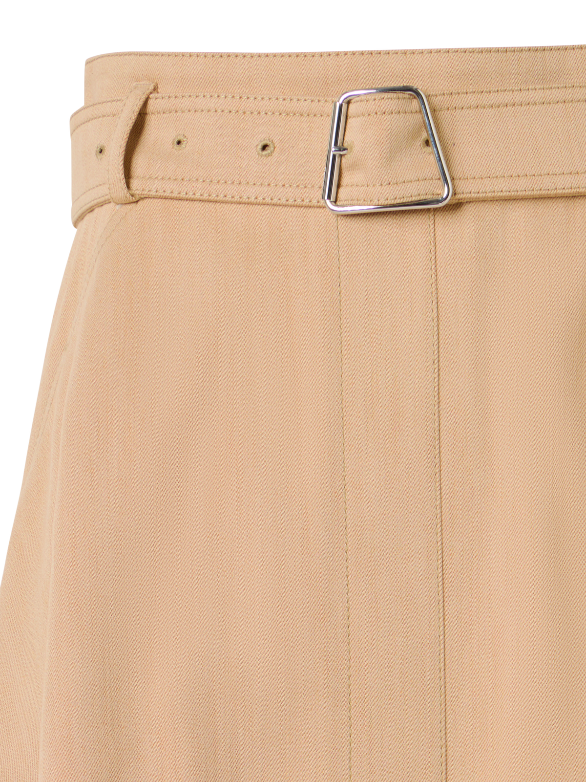 Designer Midirock aus Stretch-Baumwoll-Denim - Beige