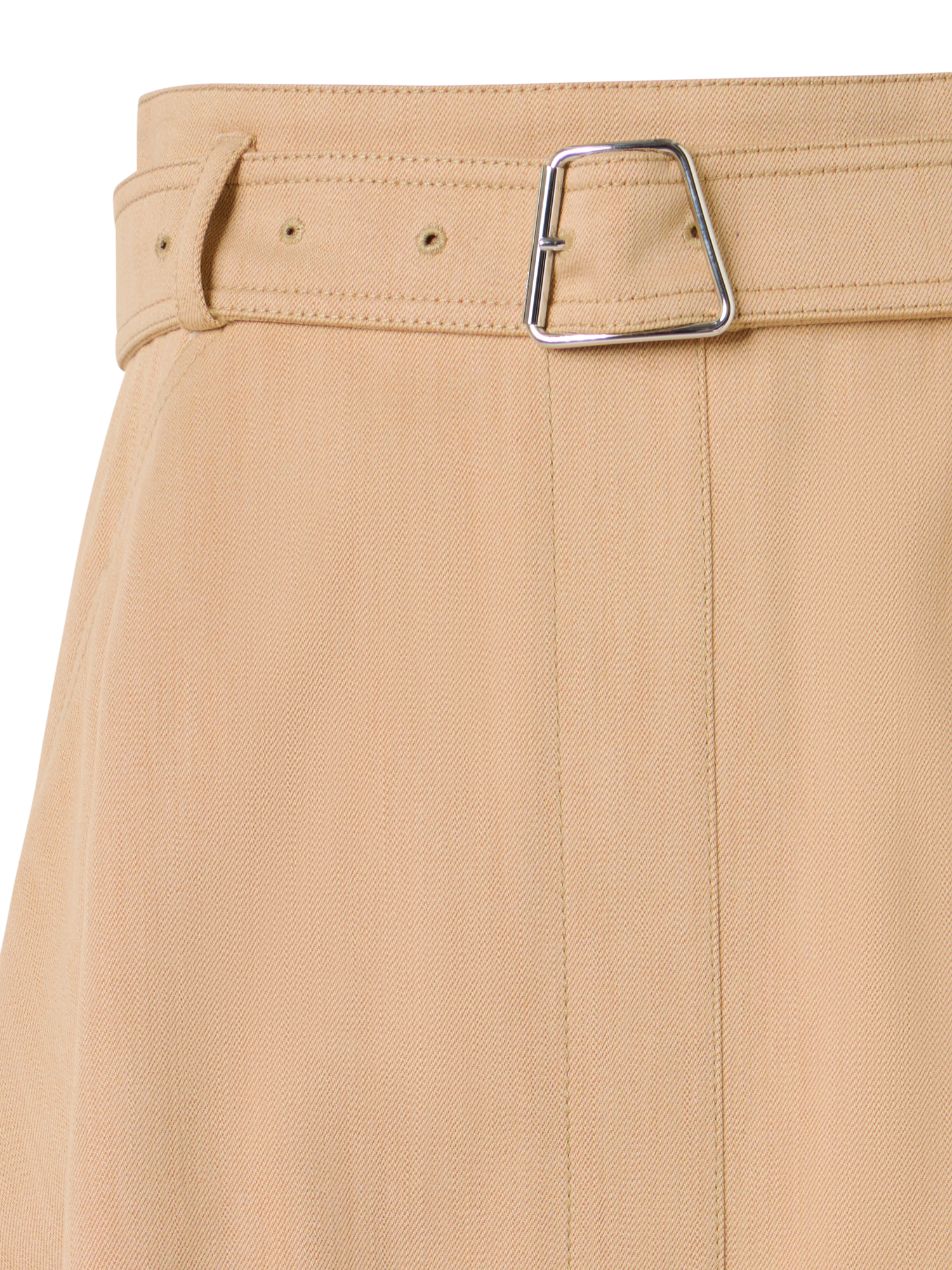Designer Midirock aus Stretch-Baumwoll-Denim - Beige
