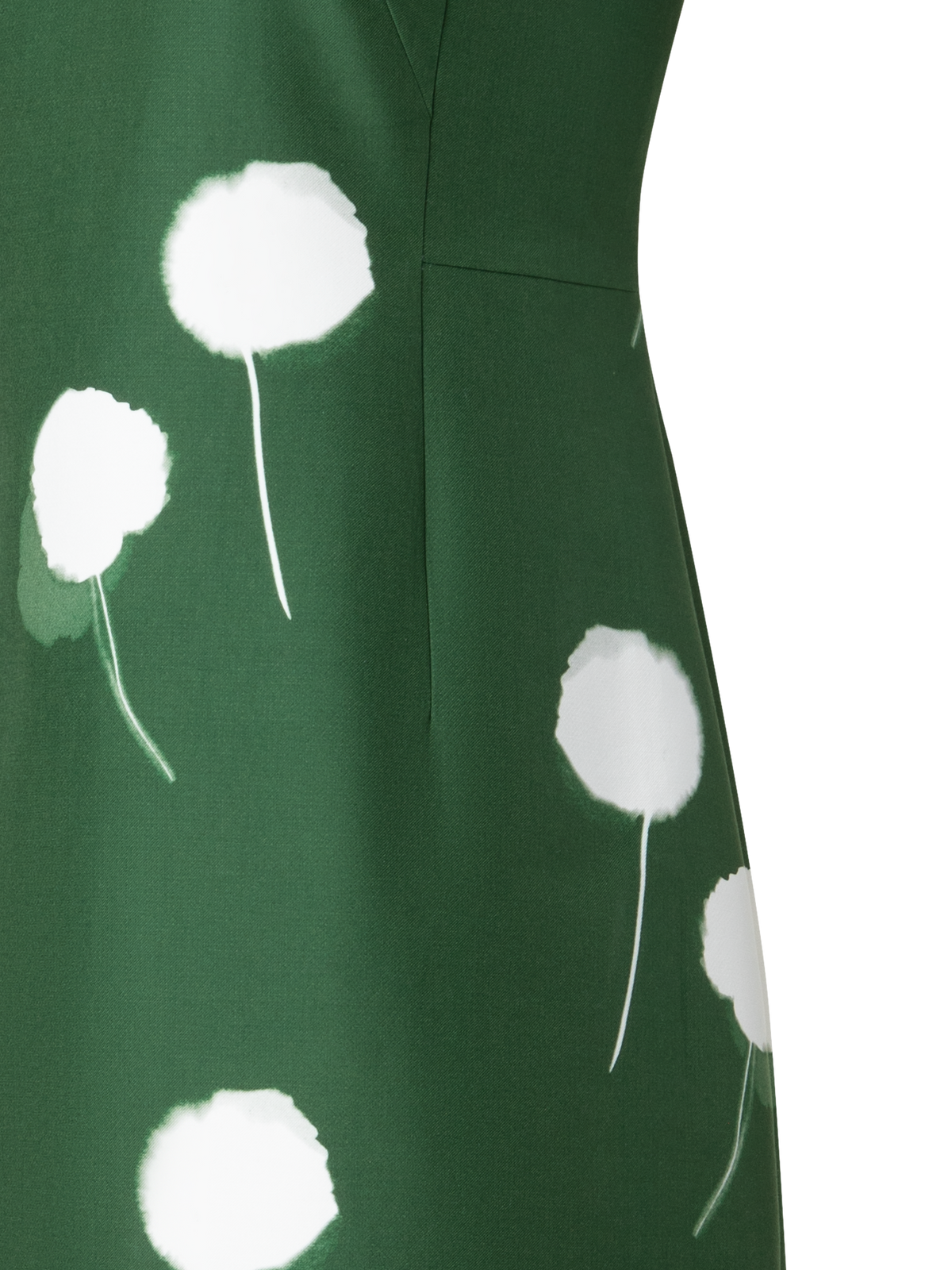 Designer Baumwoll-Seiden-Etuikleid mit Dandelion Druck - Grün - Bunt