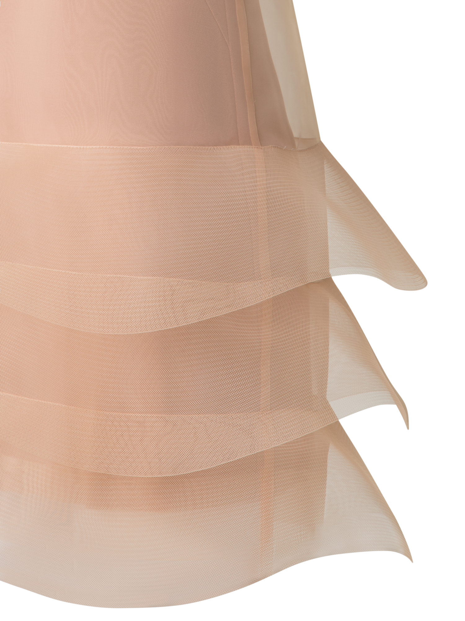 Designer Organza-Minikleid mit Wellen - Beige