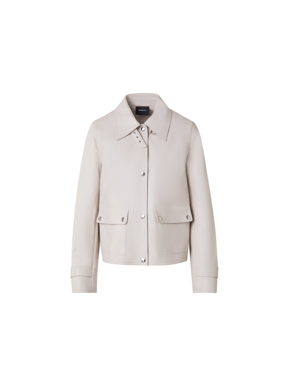 Designer Blouson Lederjacke - Grau - Beige