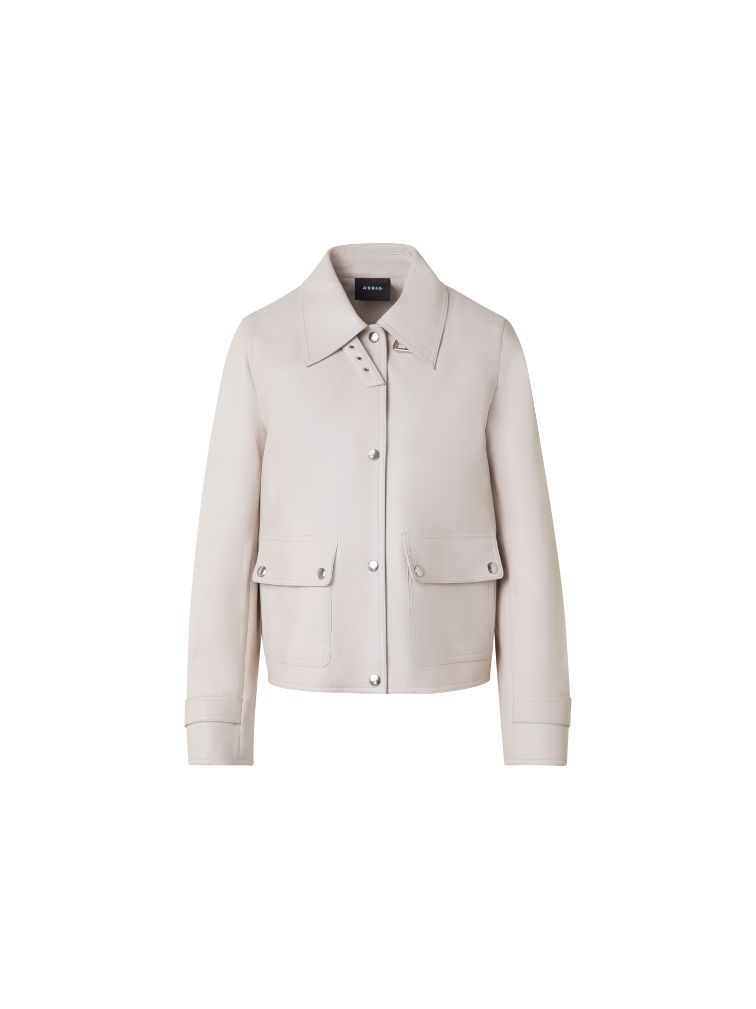 Designer Blouson Lederjacke - Grau - Beige