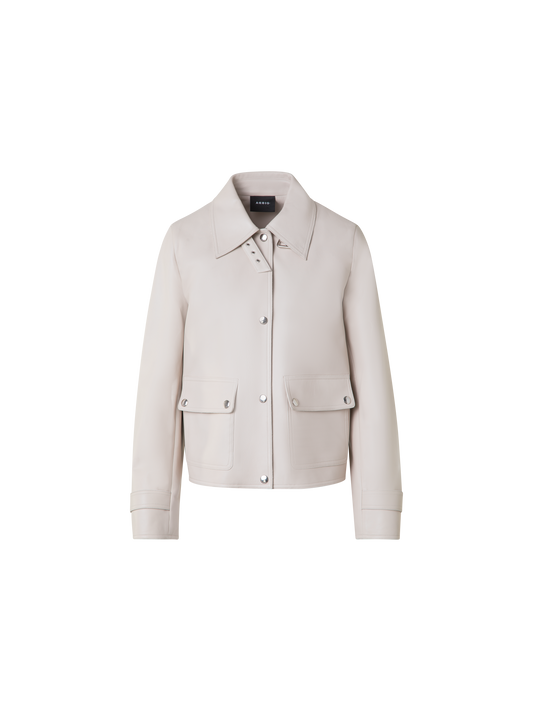 Designer Blouson Lederjacke - Grau - Beige