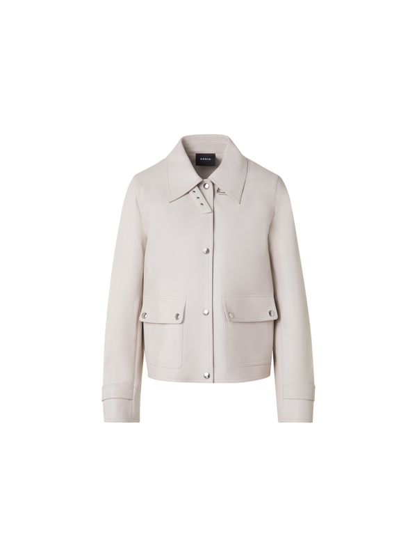 Designer Blouson Lederjacke - Grau - Beige