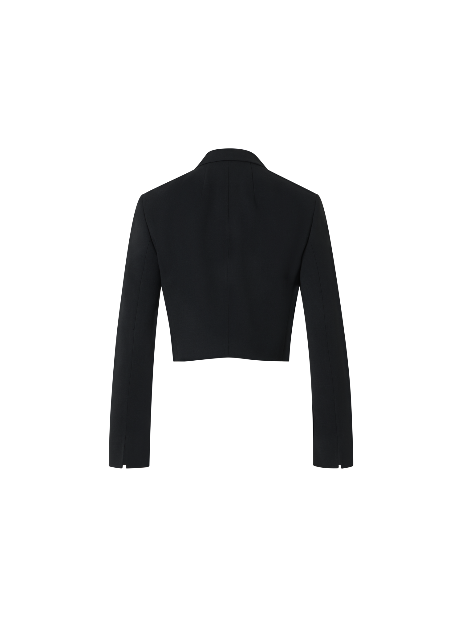 Designer Kurz geschnittene Doubleface-Jacke aus Wolle mit Revers aus Satin - Schwarz