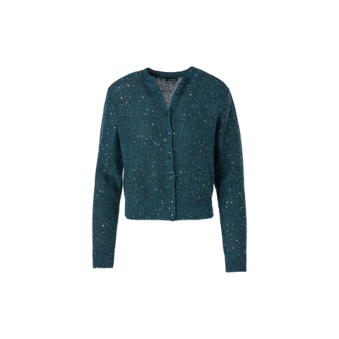 Cardigan aus Leinen-Baumwolle mit Mikro-Pailletten