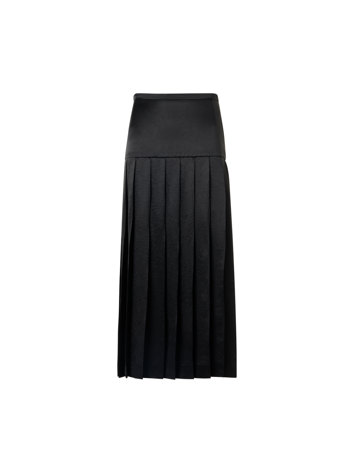 Designer Plissierter Midirock aus Satin - Schwarz
