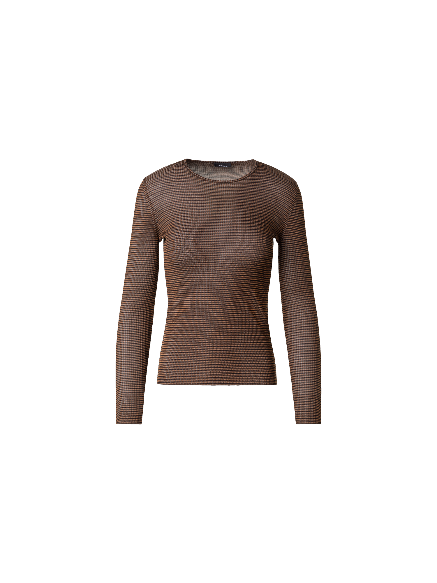 Designer Taillierter Seidenpullover mit Streifen - Braun - Beige