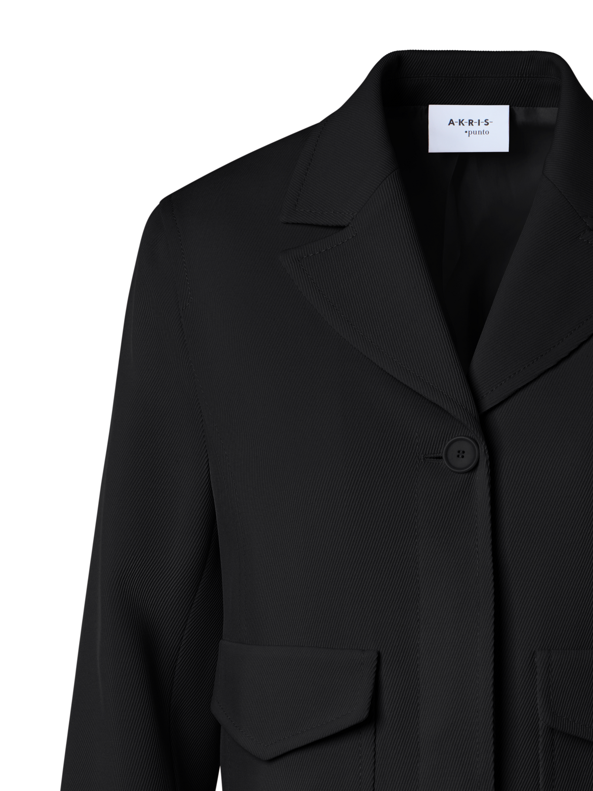 Designer Boxy Lapel Jacket in Wool Tricotine - Schwarz