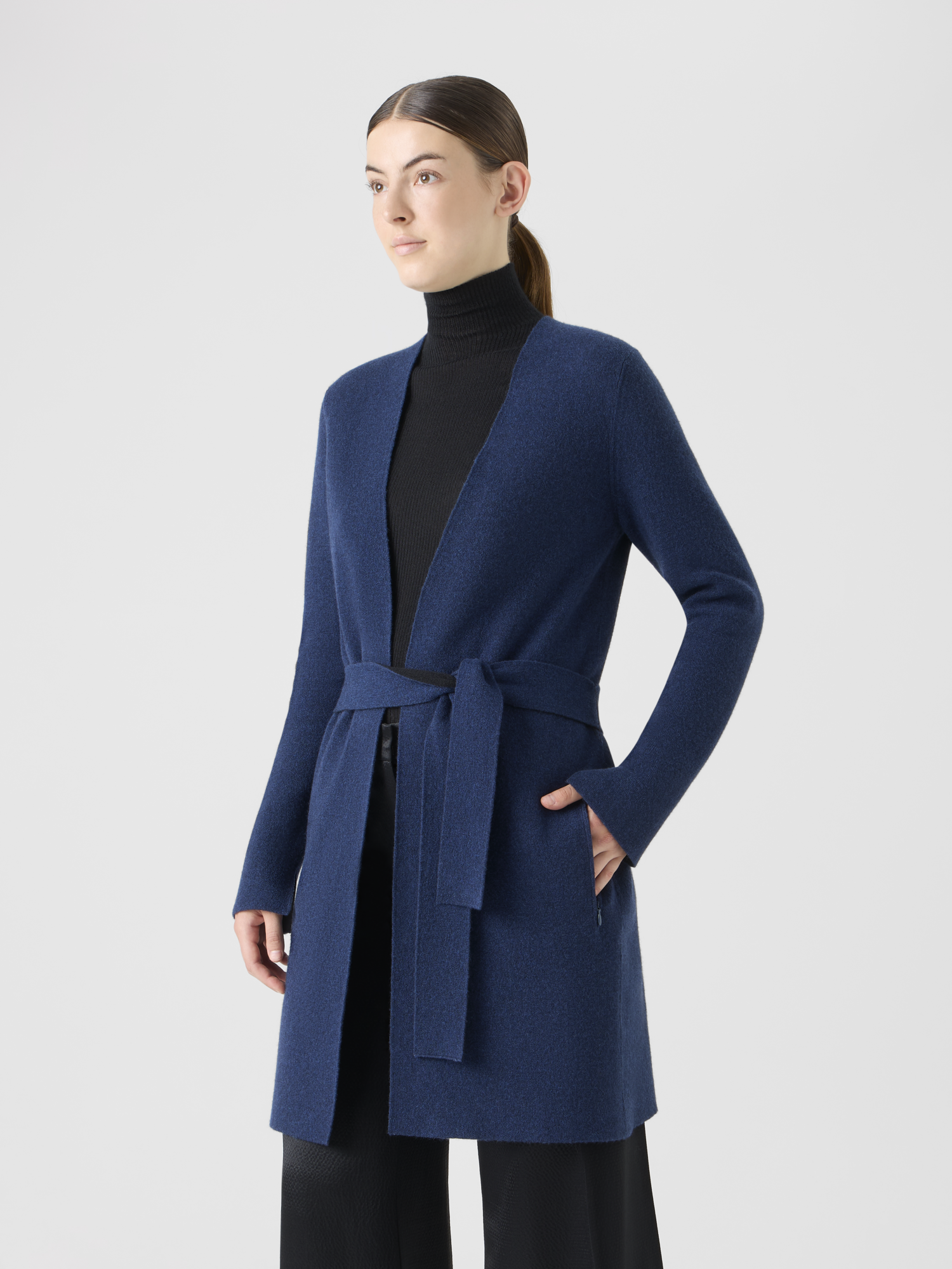 Designer Wende-Cardigan aus Double-Face-Kaschmir - Schwarz - Dunkelblau 