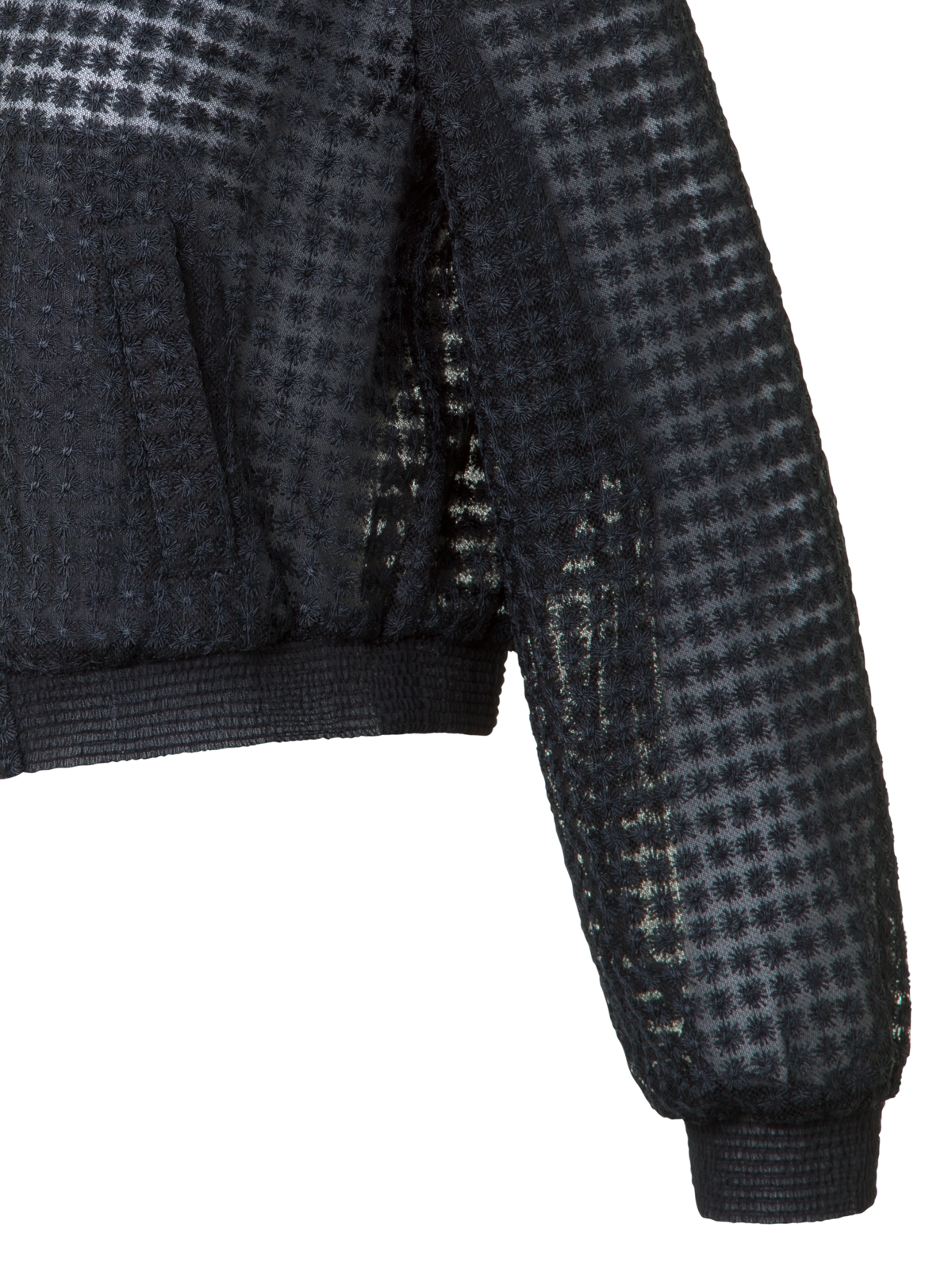 Designer Bomberjacke mit Blumen-Stickerei - Schwarz