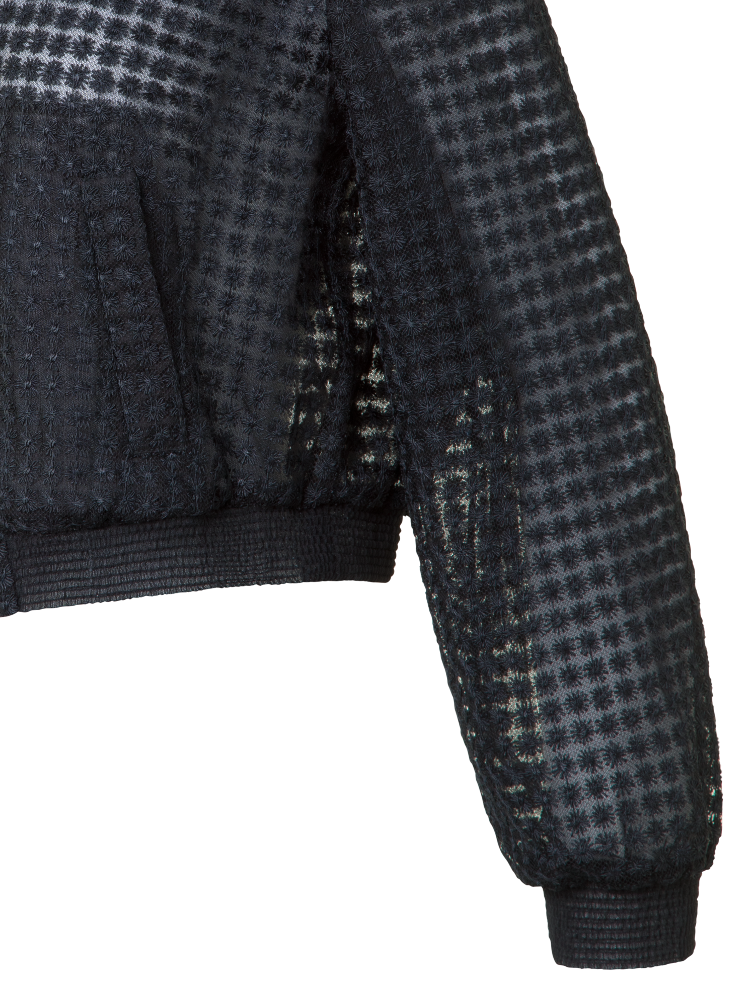 Designer Bomberjacke mit Blumen-Stickerei - Schwarz