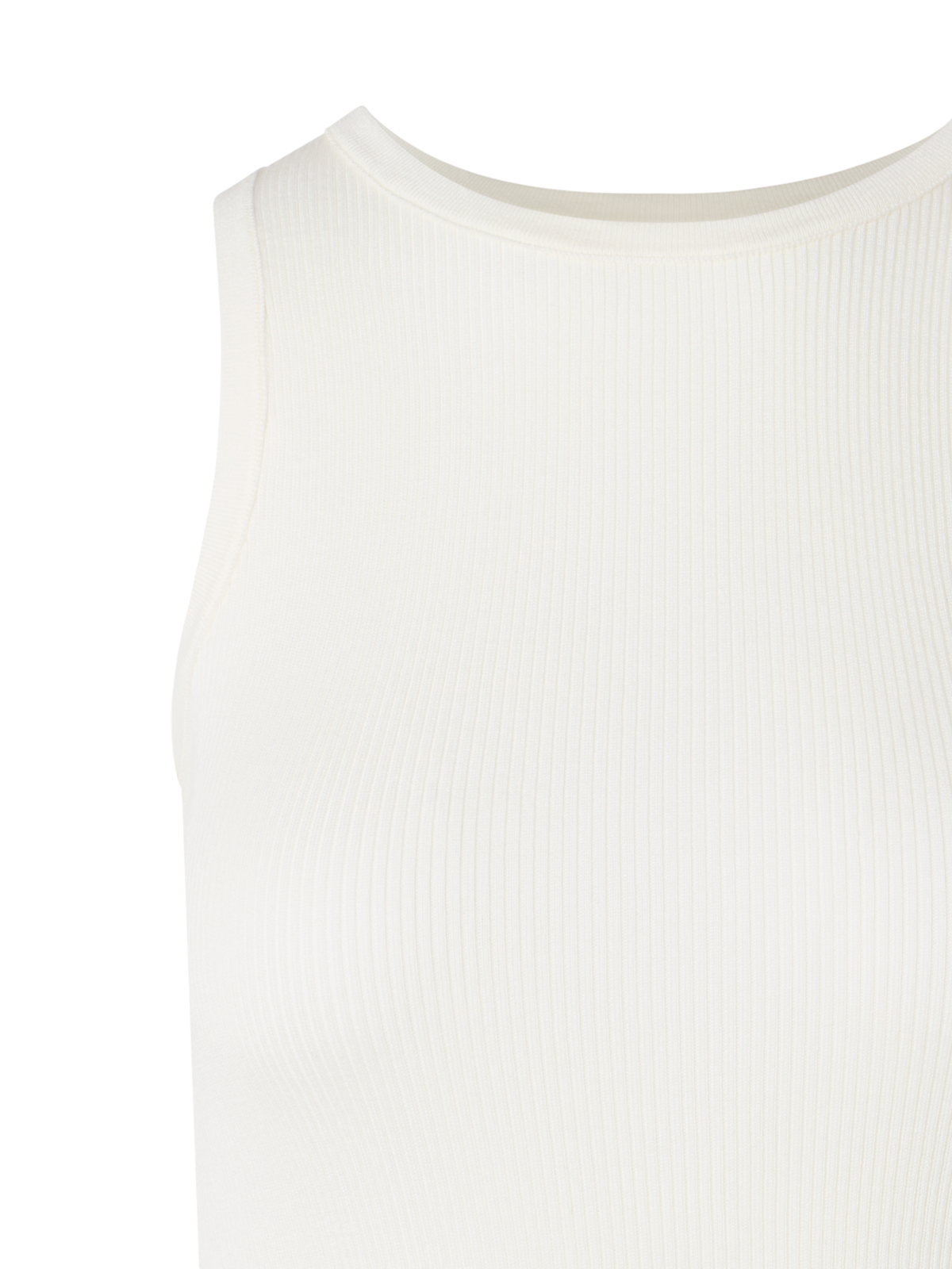 Designer Ärmelloses geripptes Seidenstrick-Top - Ecru
