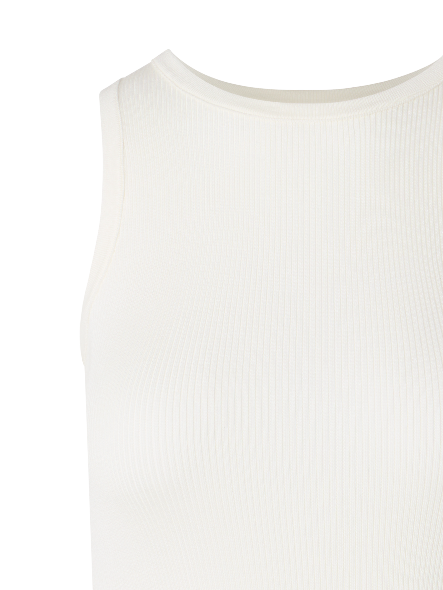 Designer Ärmelloses geripptes Seidenstrick-Top - Ecru