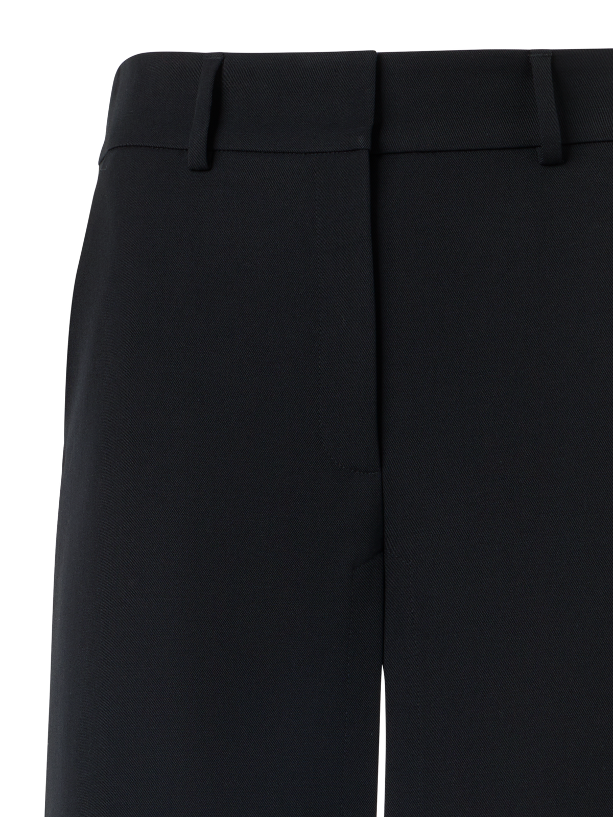 Designer Weite Hose aus Wollgabardine mit Überwurf vorne - Schwarz