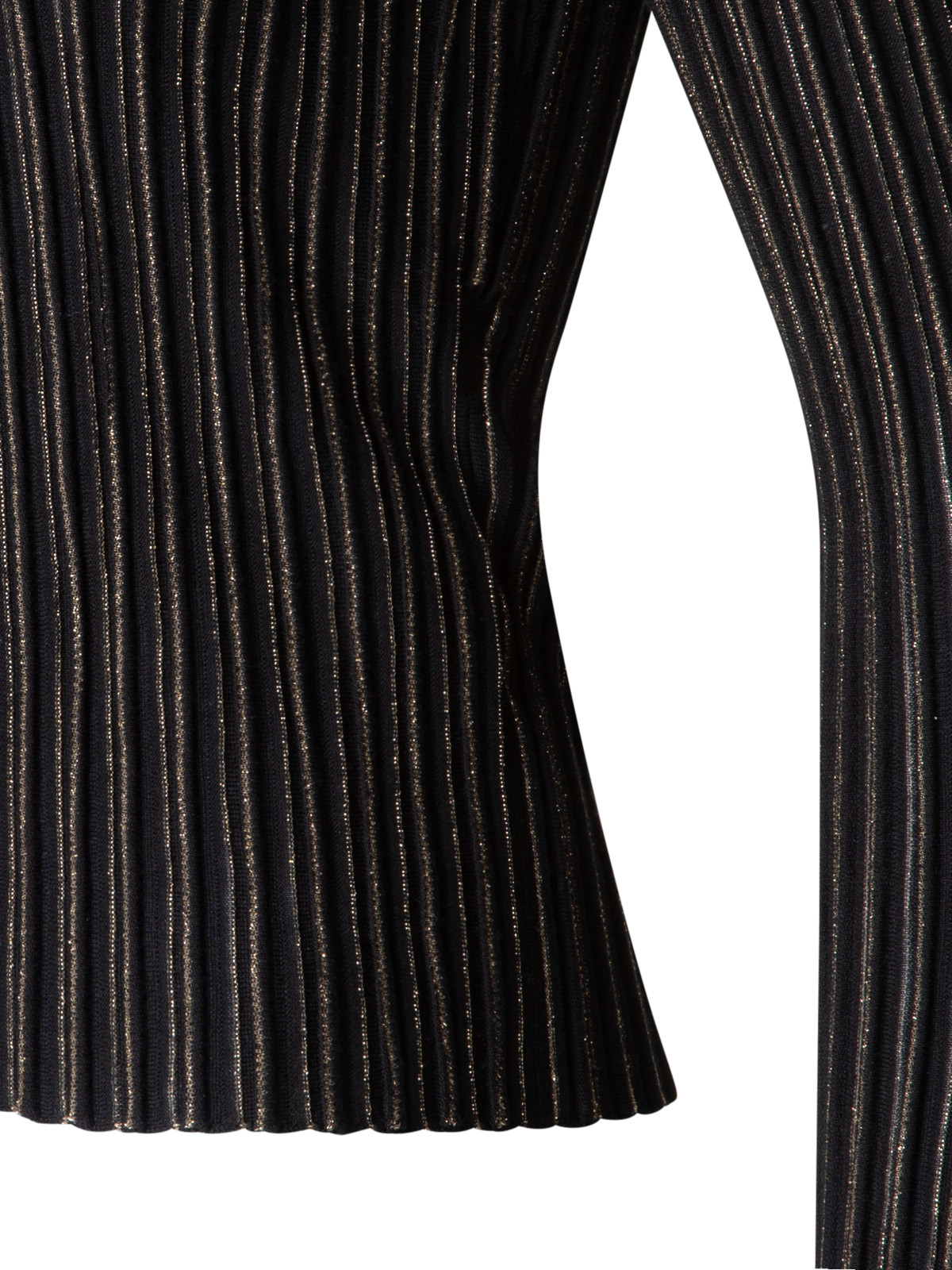 Designer Woll-Seiden-Pullover mit Lurex-Streifen - Schwarz - Bunt - Gold