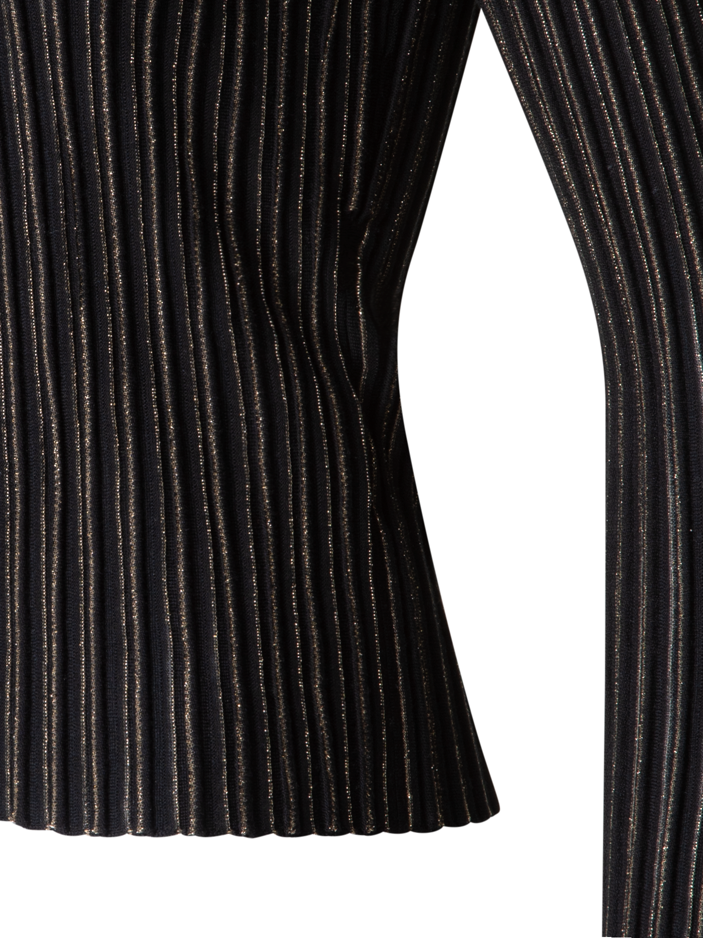 Designer Woll-Seiden-Pullover mit Lurex-Streifen - Schwarz - Bunt - Gold