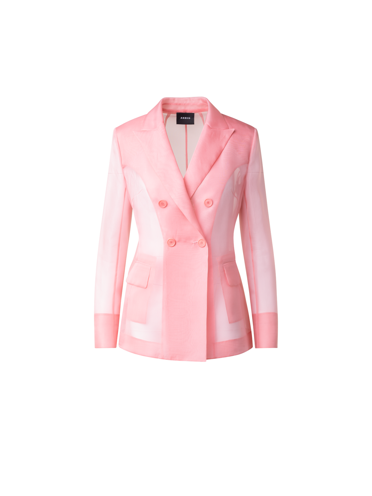 Designer Langer transparenter Seidenblazer - Rosa