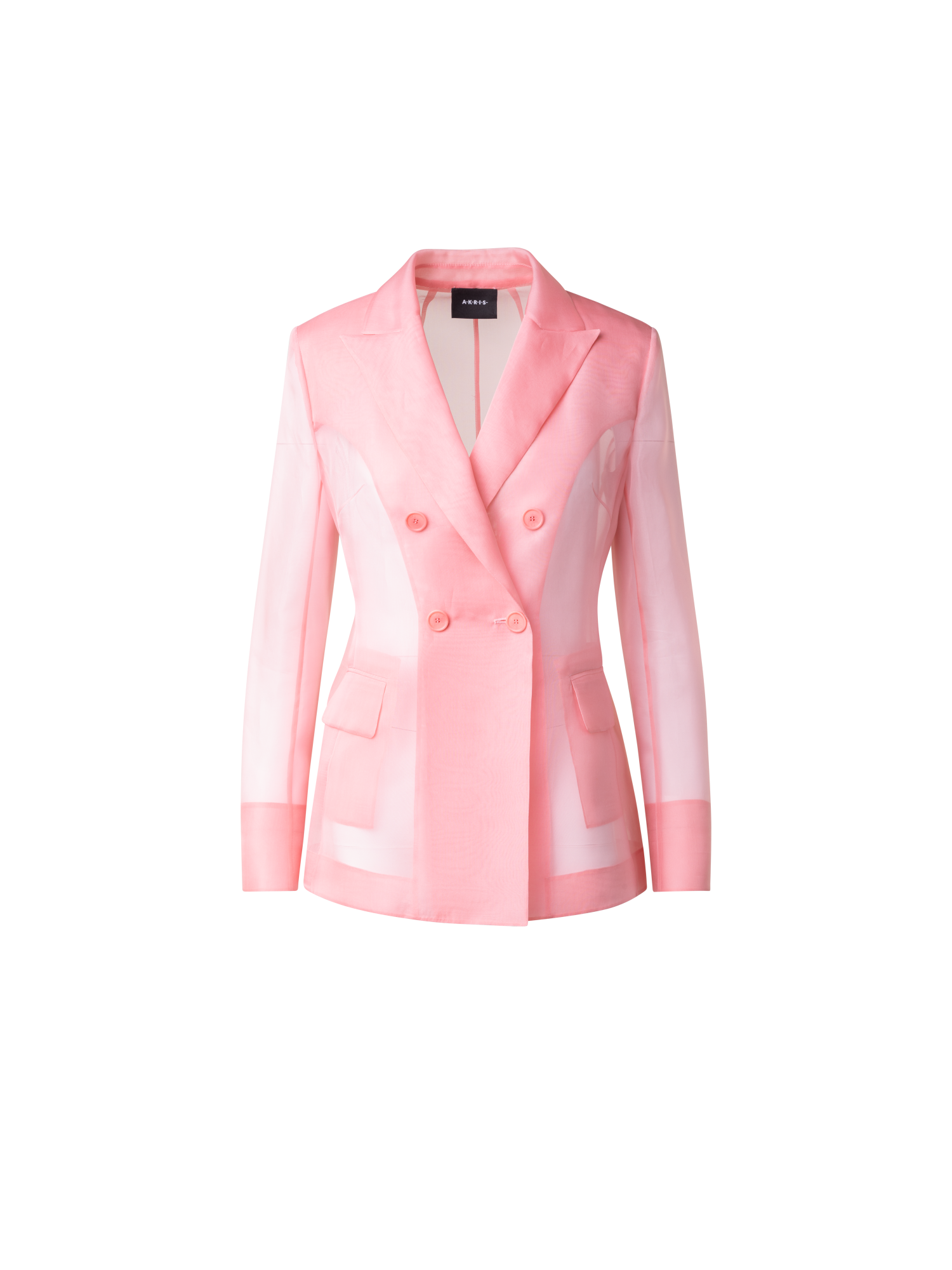 Designer Langer transparenter Seidenblazer - Rosa