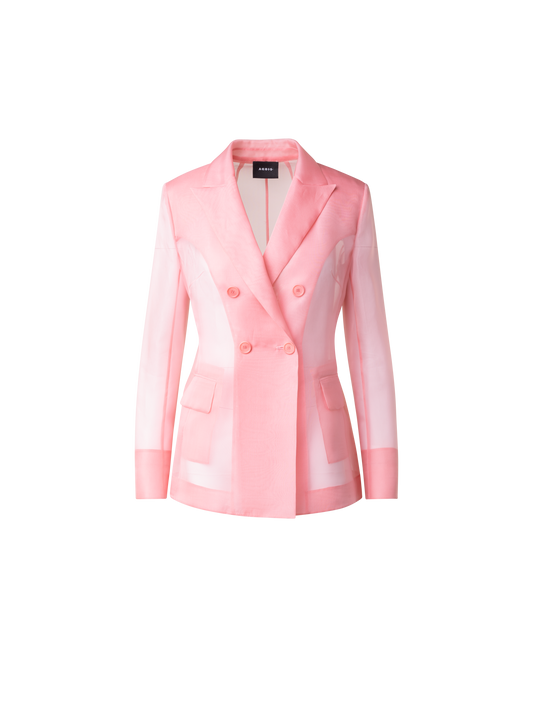 Designer Langer transparenter Seidenblazer - Rosa