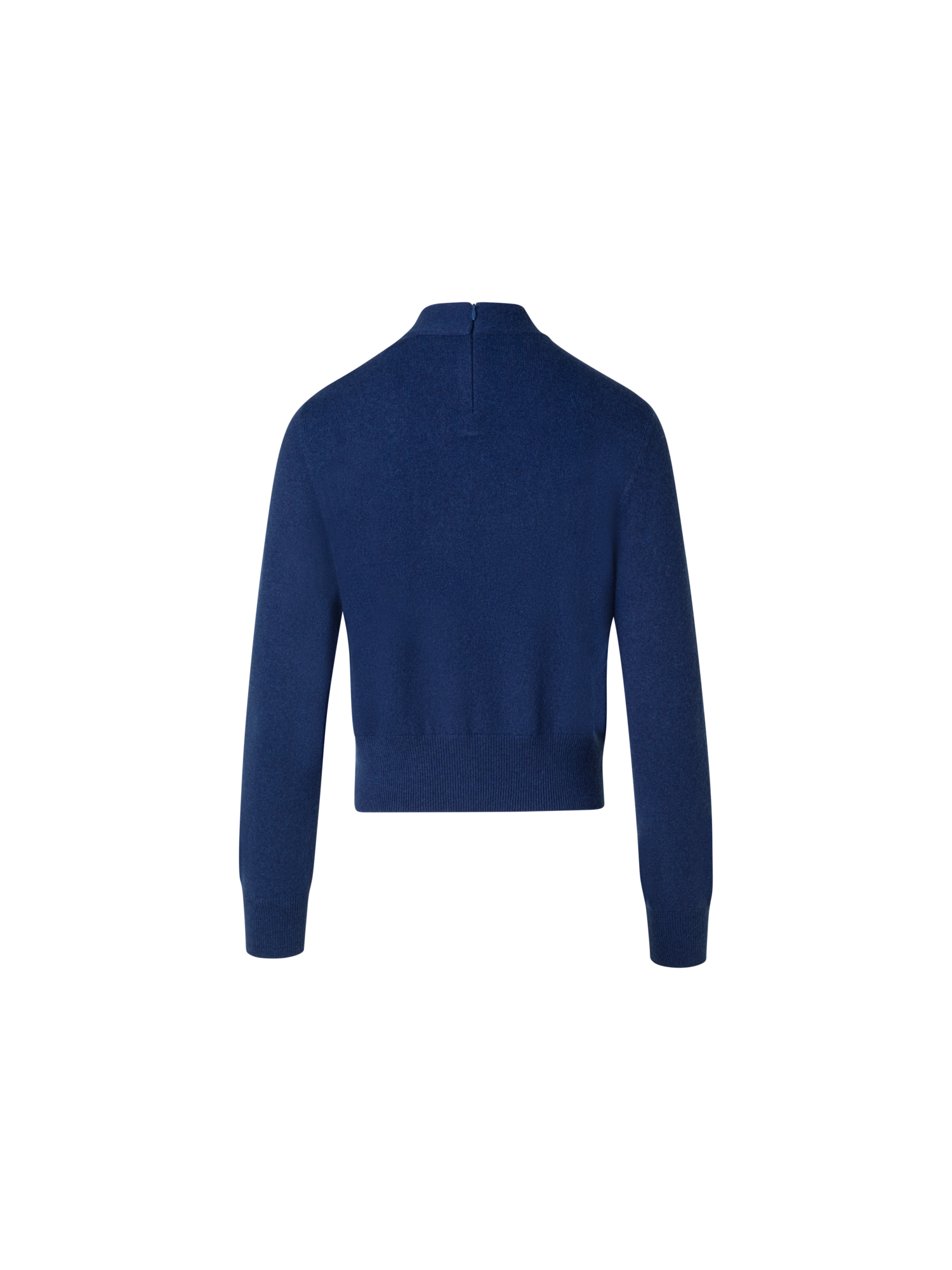 Designer Kaschmir Kurzarmpullover mit Knoten-Stehkragen - Blau
