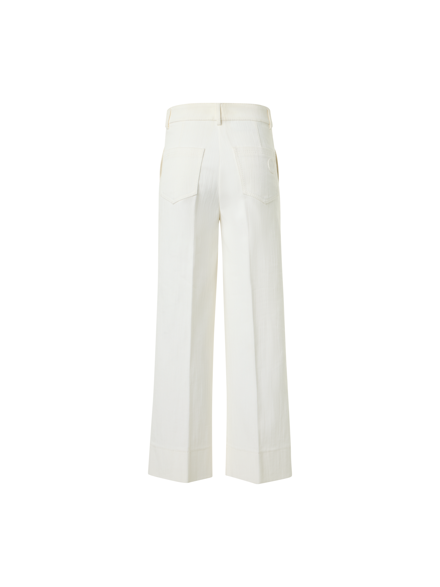 Designer Chiara Cropped Wide Leg Hose mit hoher Taille aus Denim - Ecru