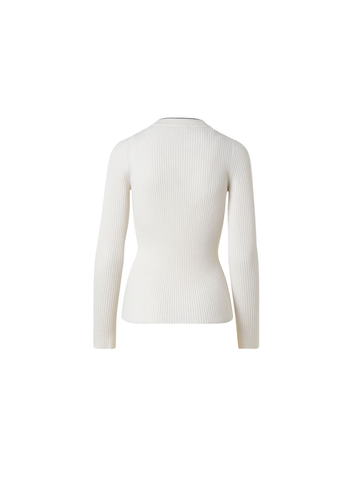 Designer Gerippter Merinopullover mit Kontraststreifen - Bunt - Ecru - Weiss