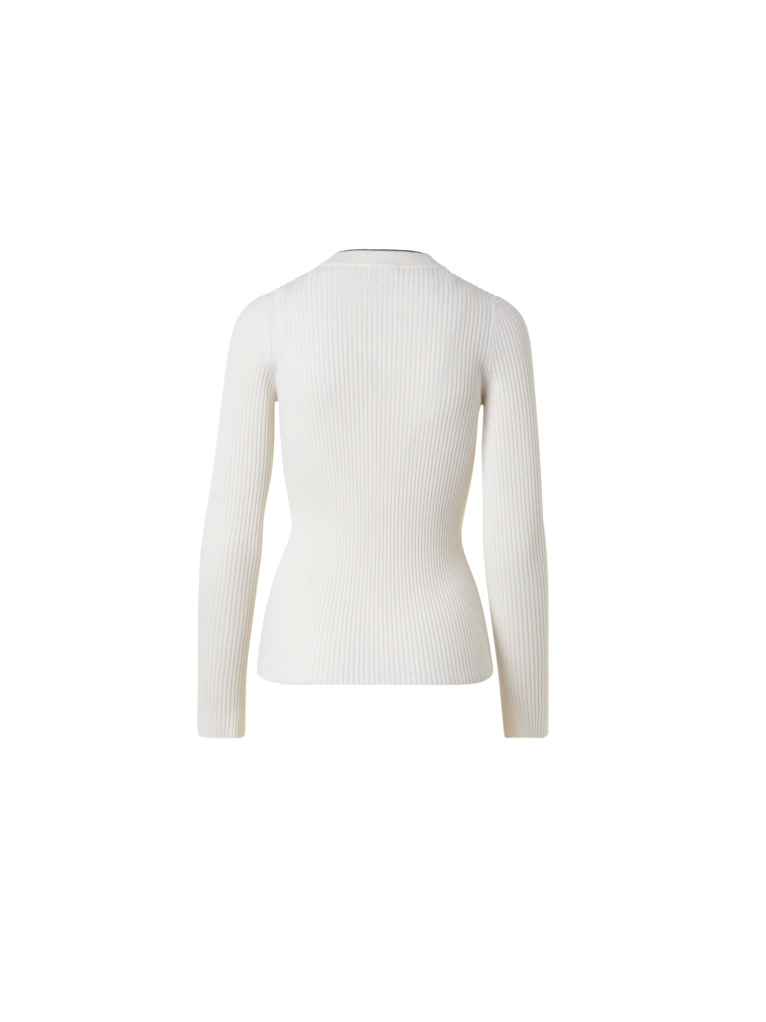 Designer Gerippter Merinopullover mit Kontraststreifen - Bunt - Ecru - Weiss