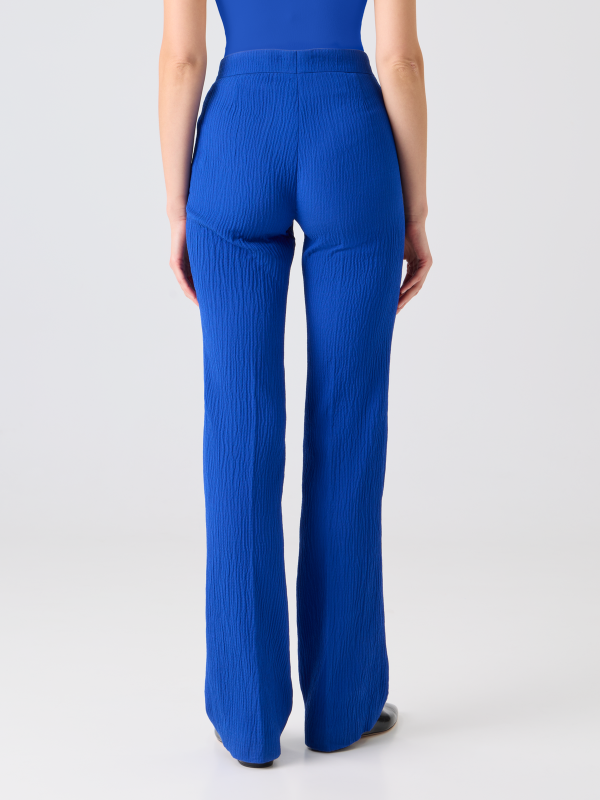 Designer Carl gerade Hose aus strukturierter Baumwollseide - Blau #editorial