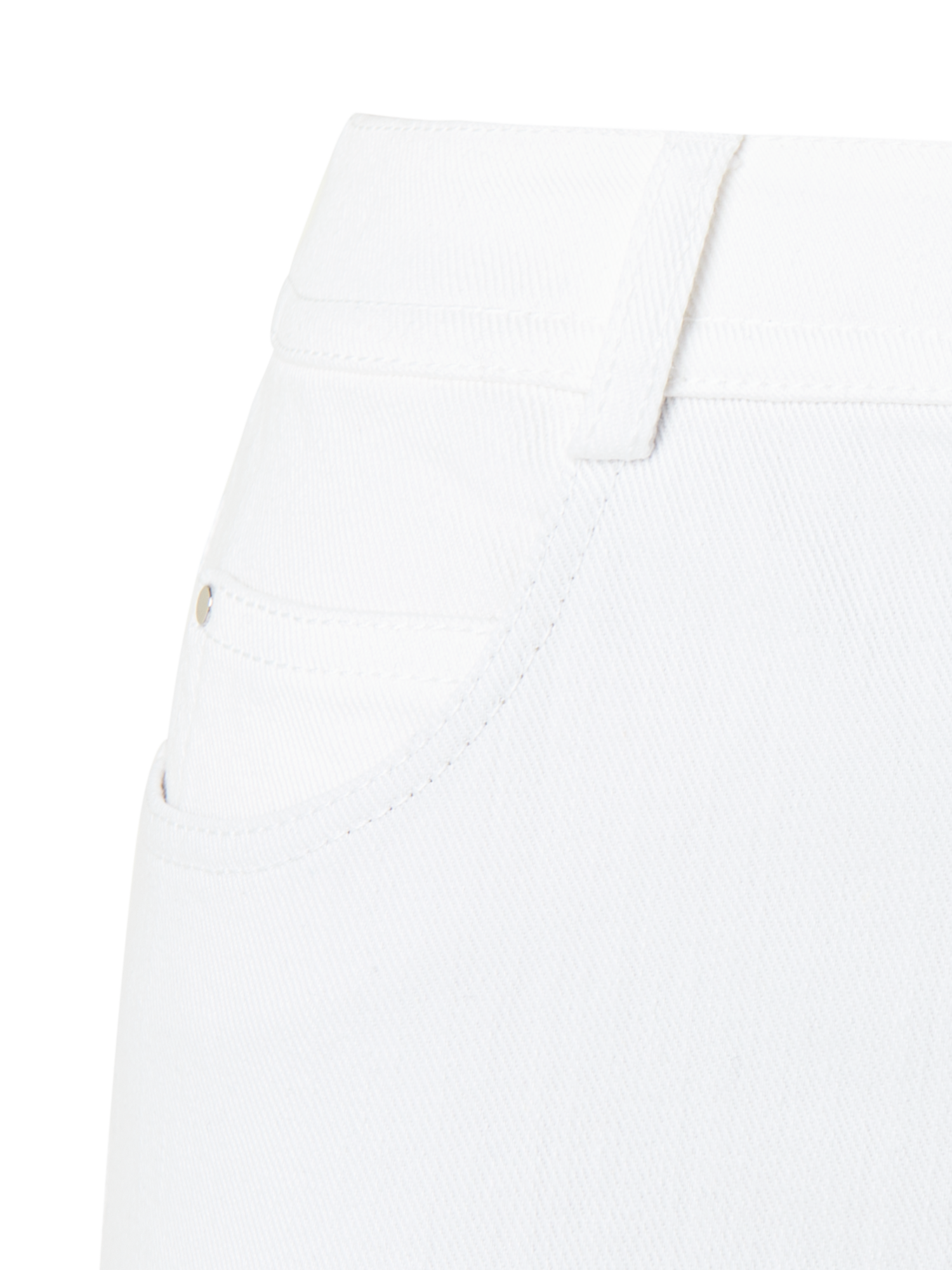 Designer Cropped Gerade Hose aus Stretch Baumwoll-Denim - Ecru - Weiss