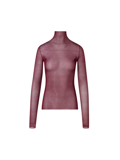 Designer Transparenter Feinripp-Pullover aus Seide - Rot