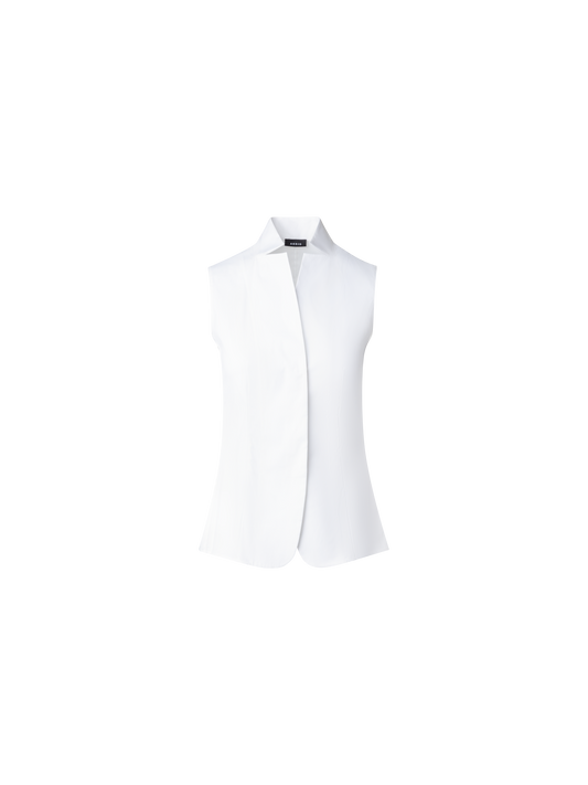 Designer Ärmellose Baumwollstretch-Gilet-Bluse - Weiss