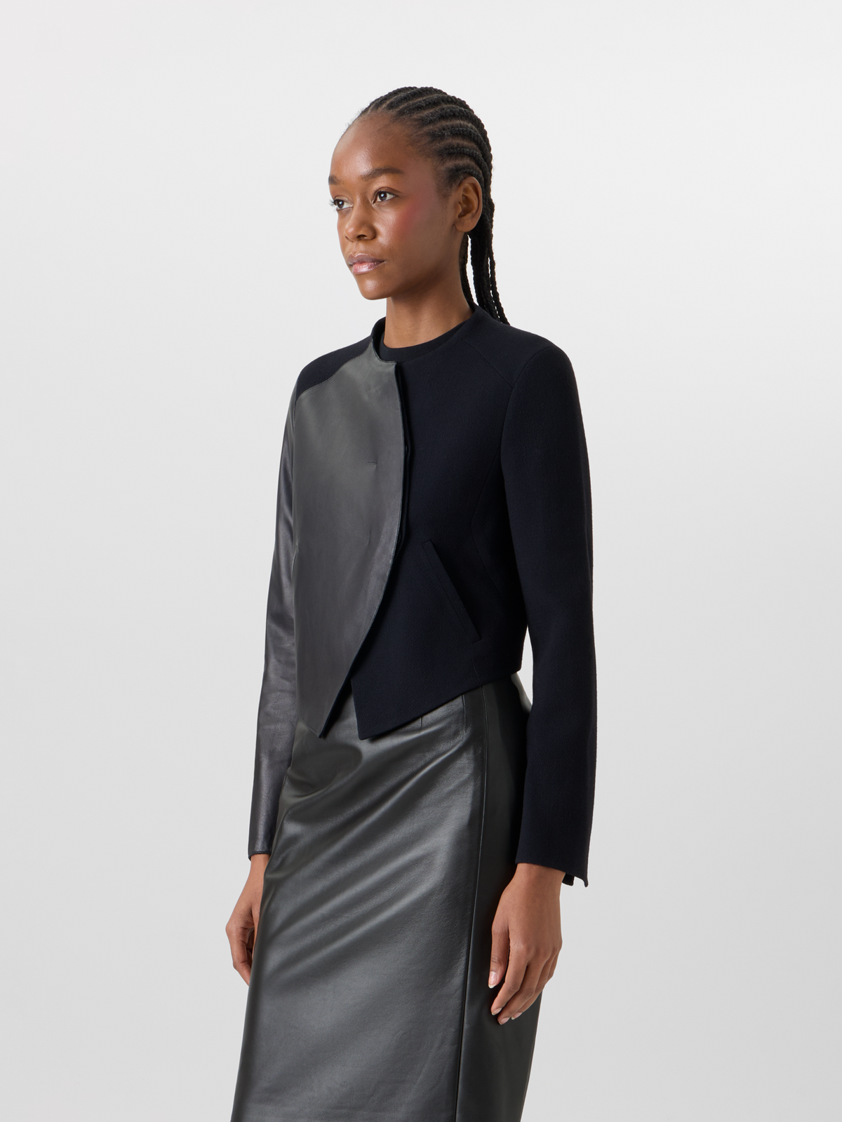 Designer Hynora Jacke aus Woll-Krepp-Doubleface - Schwarz #editorial