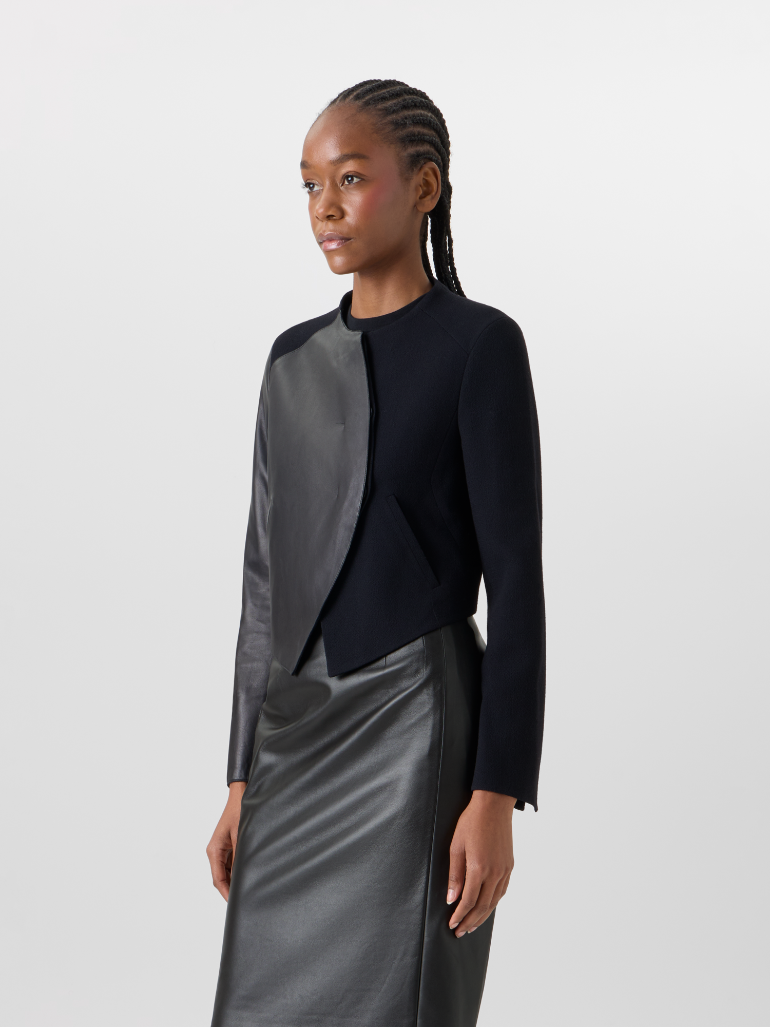 Designer Hynora Jacke aus Woll-Krepp-Doubleface - Schwarz 