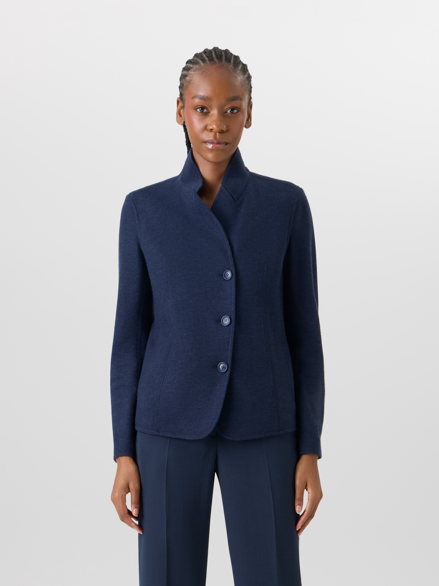 Designer Lima Kurzjacke aus Kaschmirjersey - Blau 